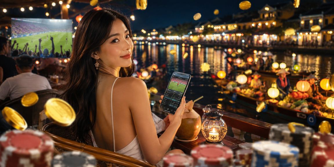 Người dùng tại Hội An xem phân tích kèo thể thao trong quán cà phê